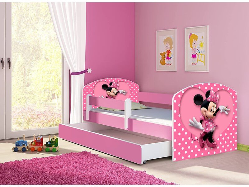 Pat copii cu sertar si saltea Minnie Mouse